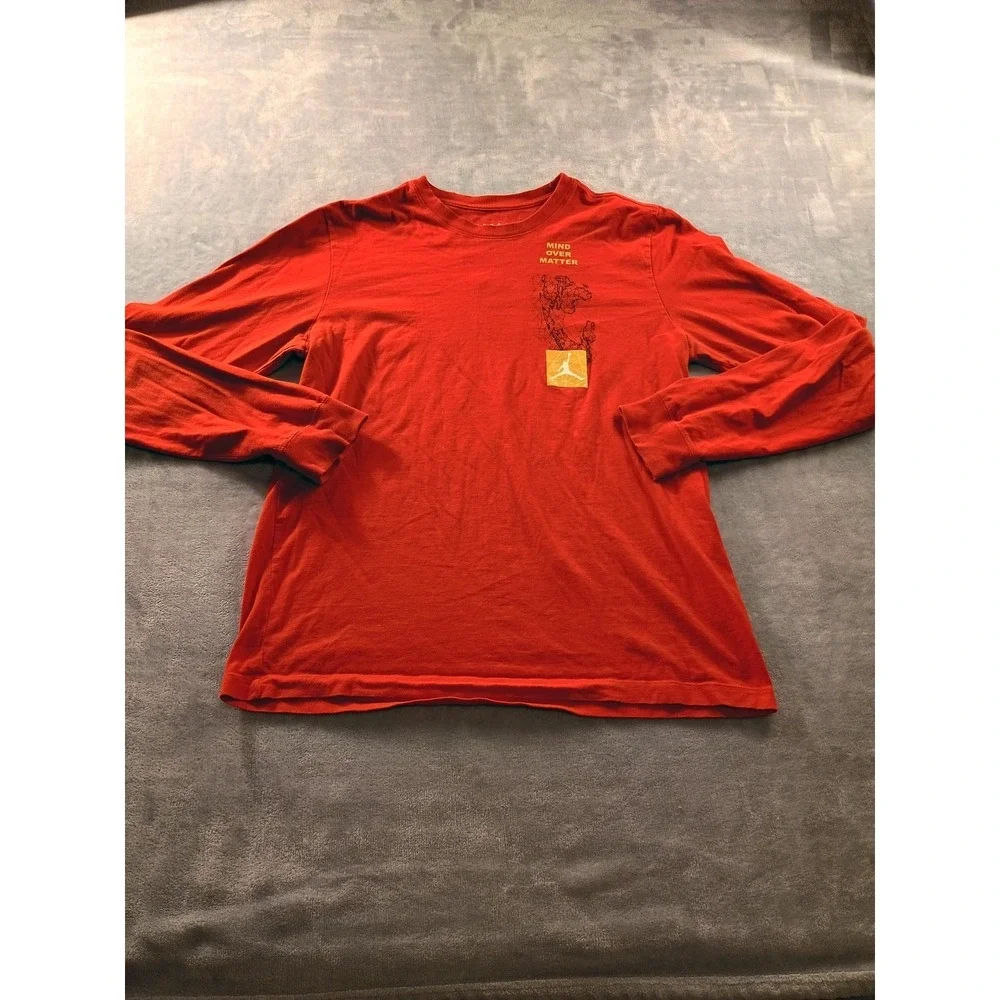 Jordan Shirt Mens Medium Orange Mind Over Matter Long Sleeve Graphic Tee Jumpman